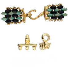 Load image into Gallery viewer, Superduo Hook &amp; Eye Clasp 'Mesaria iii' 24K Gold Plated Qty: 1
