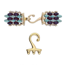 Load image into Gallery viewer, Superduo Hook &amp; Eye Clasp 'Mesaria iii' 24K Gold Plated Qty: 1
