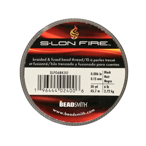 S-Lon Fire Braided Bead Thread .006in 6lb Black Qty:50 Yds