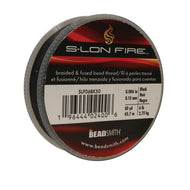 S-Lon Fire Braided Bead Thread .006in 6lb Black Qty:50 Yds