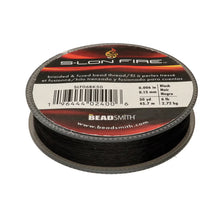 Load image into Gallery viewer, S-Lon Fire Braided Bead Thread .006in 6lb Black Qty:50 Yds
