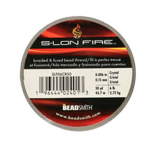 Load image into Gallery viewer, S-Lon Fire Braided Bead Thread .006in 6lb Crystal Qty:50 Yds
