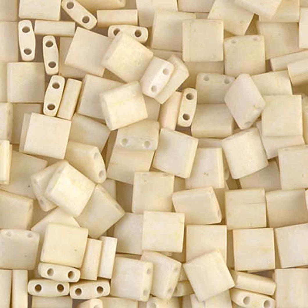 Miyuki Tila Beads 5mm 2021 Cream Matte Qty:10g Tube