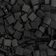 Miyuki Tila Beads 5mm 0401F Black Opaque Matte Qty:10g Tube