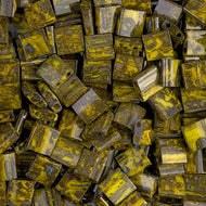 Miyuki Tila Beads 5mm 4519 Yellow Opaque Picasso Qty:10g Tube