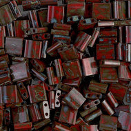 Miyuki Tila Beads 5mm 4521 Red Opaque Picasso Qty:10g Tube