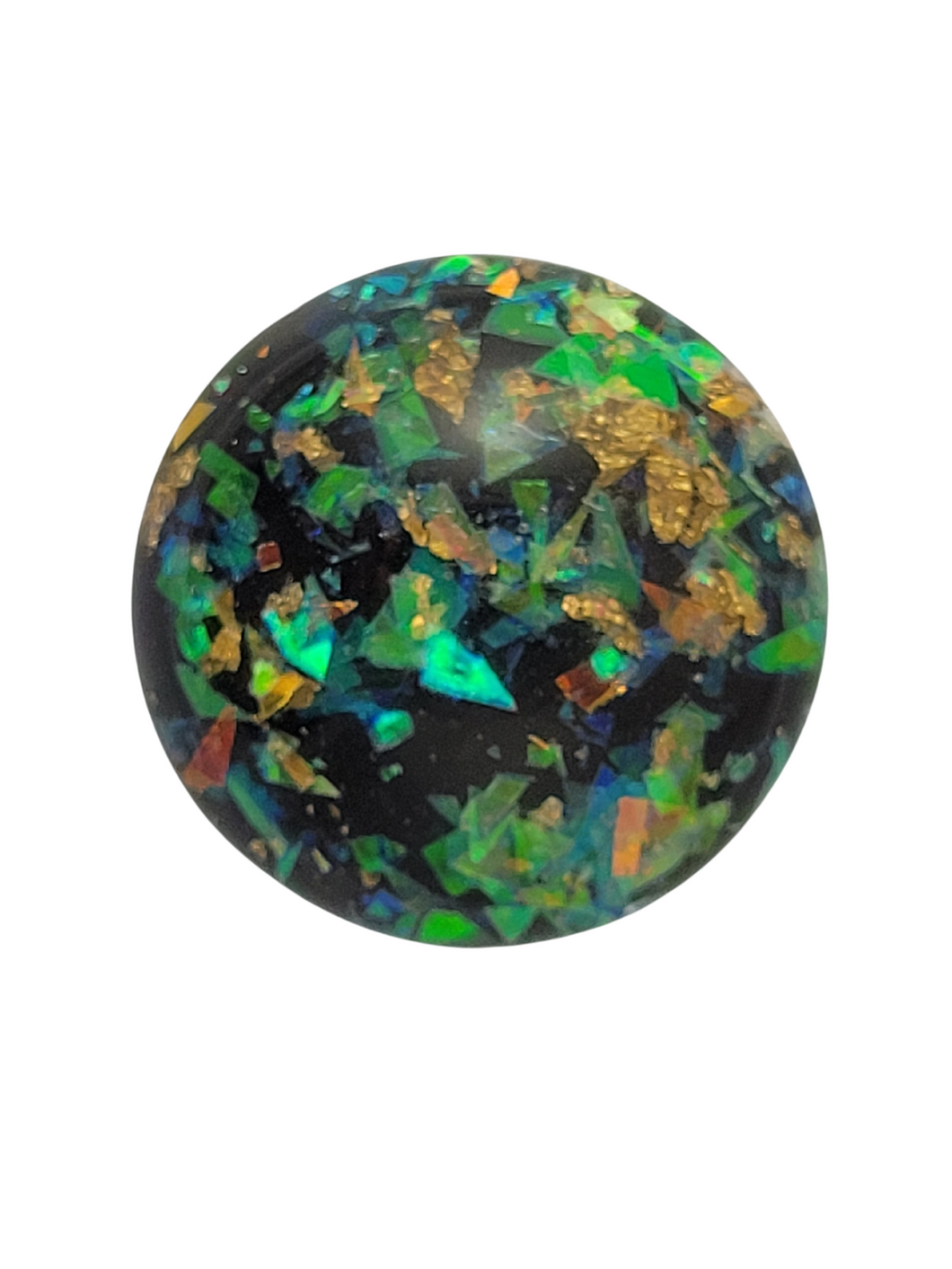 Cabochon Gold and Iridescent Flakes Black Background 20mm Qty:1