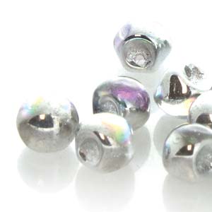 Czech Mini Mushroom Beads 5x6mm Crystal Silver Rainbow Qty:25 *D*