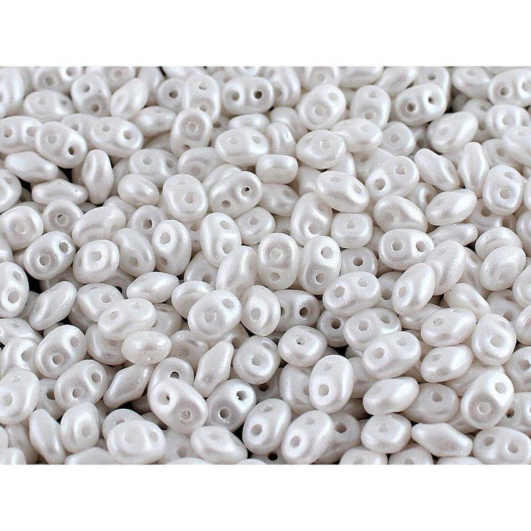 Czech Superduo Beads 2.5x5mm Pearl Shine White  Qty:10g