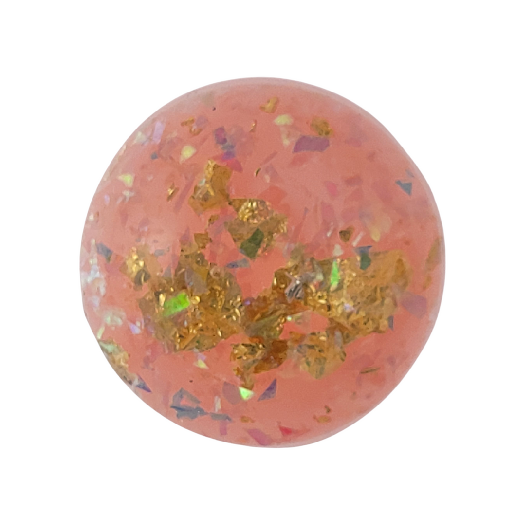 Cabochon Gold and Iridescent Flakes Pink Background 20mm Qty:1