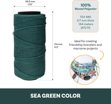 Load image into Gallery viewer, Knot It Waxed Poly Cord Sea Green Qty: 144m
