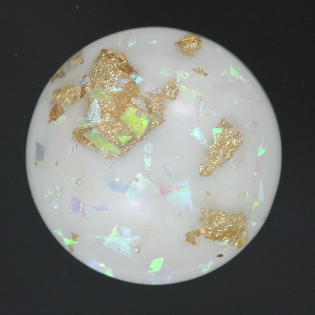 Cabochon Gold and Iridescent Flakes 20mm Qty:1