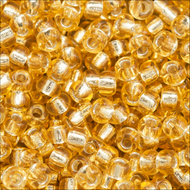 Miyuki Rocailles 11/0 0003 Gold Transparent Silver Lined Qty:10g Tube