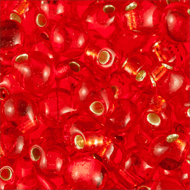 Miyuki Drops 0010 Red Transparent Silver Lined