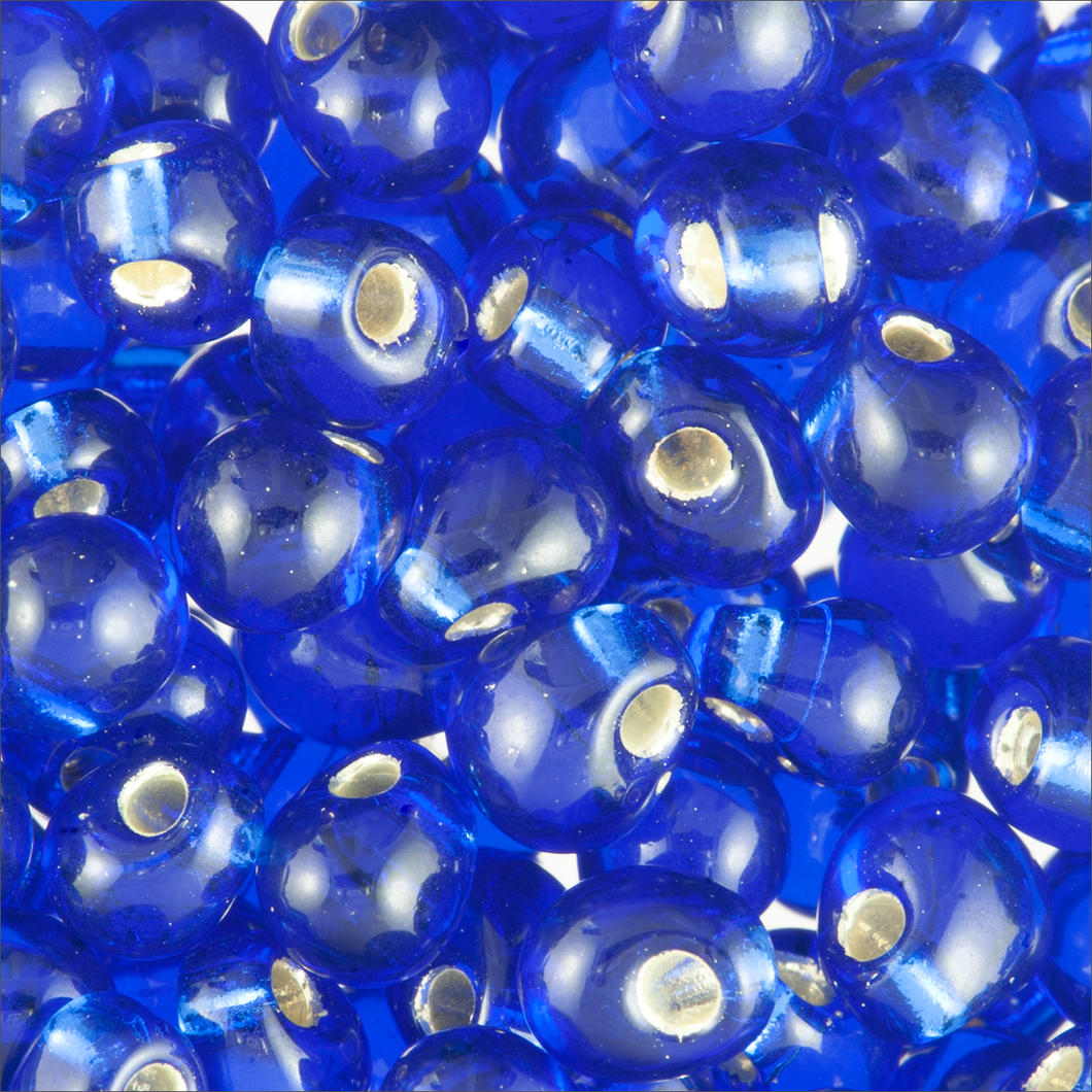 Miyuki Drops 0020 Cobalt Blue Transparent Silver Lined 