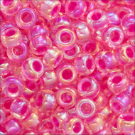 Miyuki Rocailles 11/0 0355 Crystal/Fuchsia Color Lined AB Qty:10g Tube