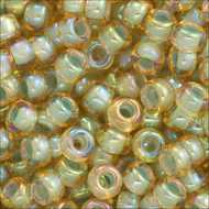 Miyuki Rocailles 11/0 0359 Light Topaz/Aqua Color Lined AB Qty:10g Tube