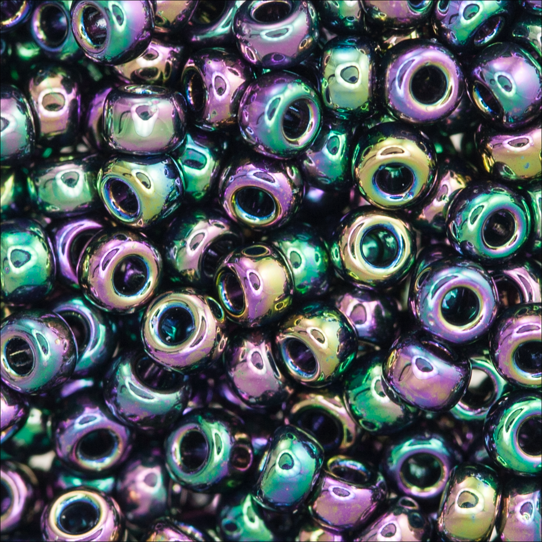 Miyuki Rocailles 11/0 0455 Purple/Green Iris Qty:10g Tube