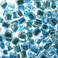 Miyuki Triangles 10/0 1115 Crystal/Dark Blue Color Lined Qty:10g