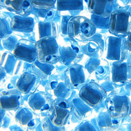 Miyuki Triangles 10/0 1116 Crystal/Sky Blue Color Lined Qty:10g