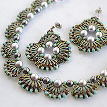 Load image into Gallery viewer, Quarter Tila necklace and earrings
