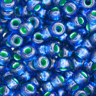Miyuki Rocailles 11/0 1457 Sapphire/Metallic Emerald Color Lined Qty:10g Tube