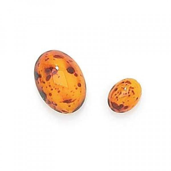 Cabochon Czech Glass Oval 14x10mm Spotted Amber Qty:1