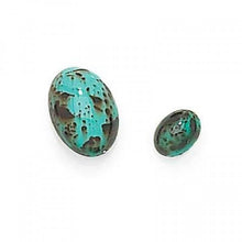 Load image into Gallery viewer, Cabochon Czech Glass Oval 14x10mm Spotted Blue Turquoise Qty:1
