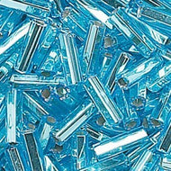 Czech Bugles 15mm Aqua Silver Lined Qty:80