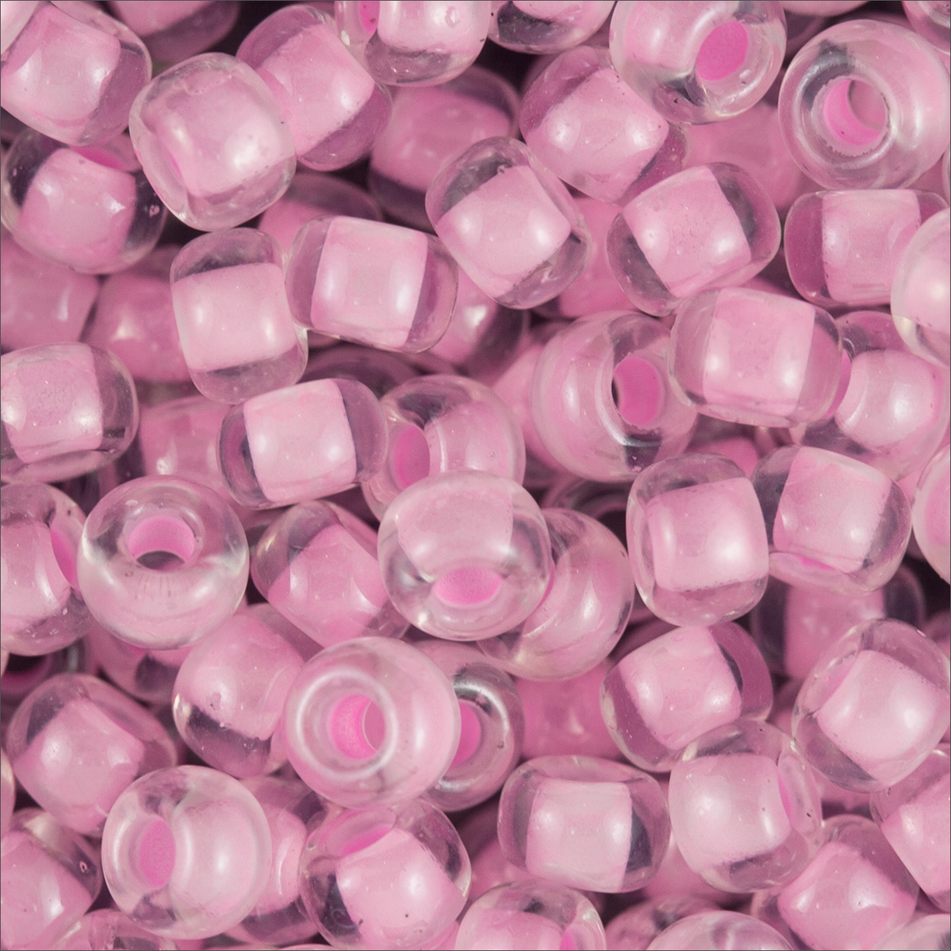 Miyuki Rocailles 8/0 0207 Crystal/Pink Color Lined Qty:10g Tube
