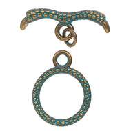 Patina Brass Finish Toggle Round Claw 16x22mm Qty:2