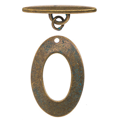 Patina Brass Finished Toggle Smooth Oval 27x30mm Qty:1