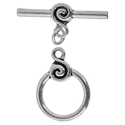 Antique Silver Plated Toggle Infinity Round 26x16mm Qty:2