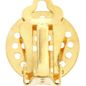 Gold Plated Earring Clip w. Perforated Plate 16mm Qty:20