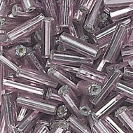 Czech Bugles 25mm Light Amethyst Silver Lined Qty:40