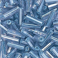 Czech Bugles 25mm Light Sapphire Silver Lined Qty:40