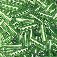 Czech Bugles 25mm Peridot Silver Lined Qty:40