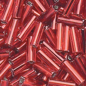 Czech Bugles 25mm Ruby Silver Lined Qty:40