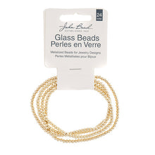 Load image into Gallery viewer, Metallized Glass Beads Gold 2mm Qty: 24&quot; Strand
