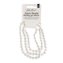 Load image into Gallery viewer, Metallized Glass Beads Silver 8mm Qty: 24&quot; Strand
