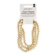 Load image into Gallery viewer, Metallized Glass Beads Gold 8mm Qty: 24&quot; Strand
