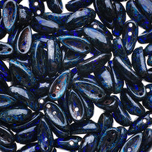 Load image into Gallery viewer, Czech Chilli Beads 4x11mm Transparent Dark Blue Travertine Qty:25 beads
