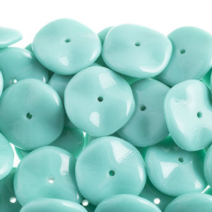 Czech Ripple Beads by Preciosa 12mm Turquoise Alabaster Opaque Qty:18