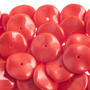 Czech Ripple Beads by Preciosa 12mm Medium Red Opaque Qty:18