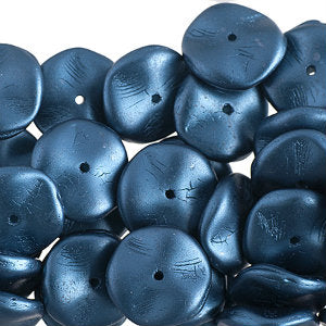 Czech Ripple Beads by Preciosa 12mm Pastel Petrol Blue Pearl Qty:18