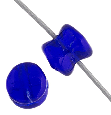 Czech Pellet Beads 4x6mm Blue Transparent Qty:44 Strung