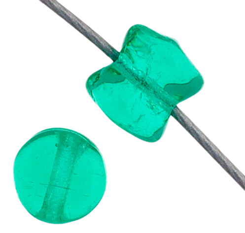 Czech Pellet Beads 4x6mm Light Emerald Transparent Qty:44 Strung