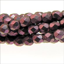 Load image into Gallery viewer, Czech Faceted Fire Polished Rounds 4mm Polychrome Deep Purple Qty:40 strung
