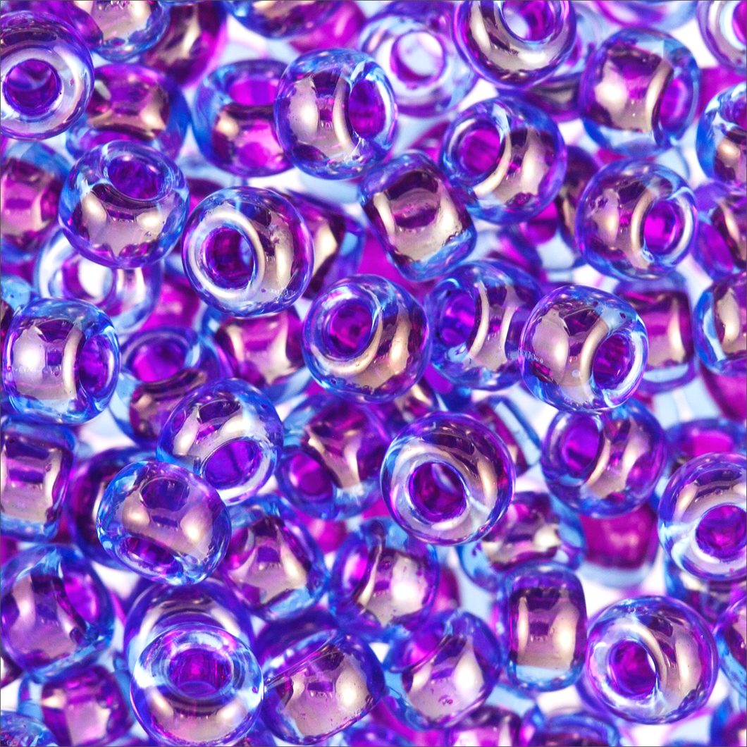 Miyuki Rocailles 8/0 0352 Aqua/Purple Color Lined Qty:10g Tube