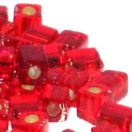 Miyuki Squares 3mm 0011 Ruby Transparent Silver Lined Qty:10g